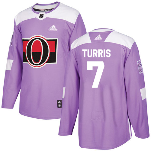 Adidas Senators #7 Kyle Turris Purple Authentic Fights Cancer Stitched NHL Jersey - Click Image to Close